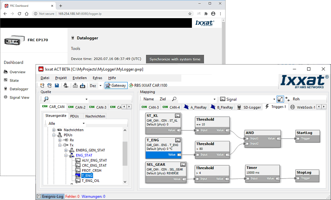 Data logging configuration